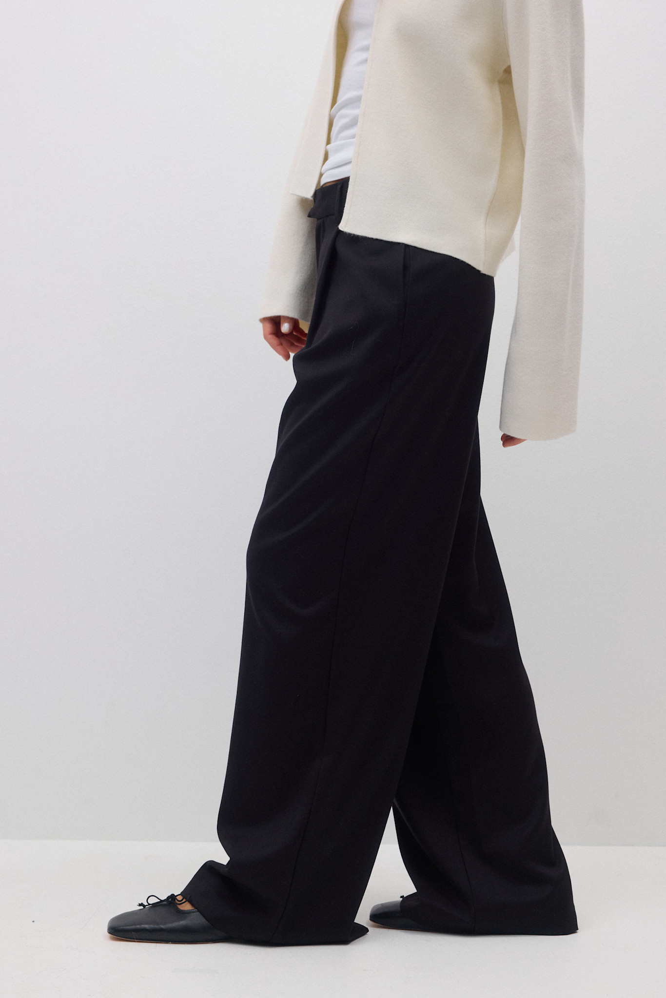 High waist wide trousers 25712 Black