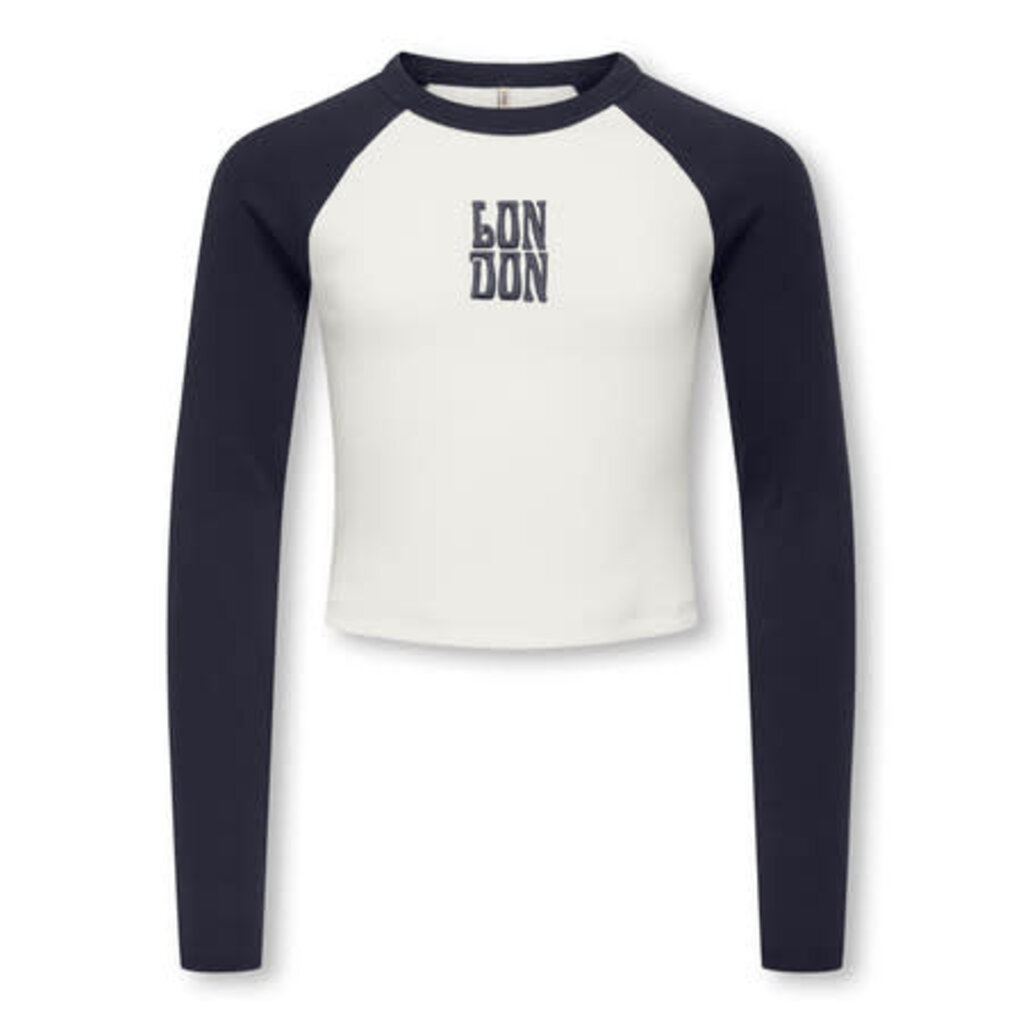 KIDS ONLY KOGBINA LIFE L/S O-NECK CONTRAST TOP JRS 15360859 Night Sky London/Cloud Dancer Body