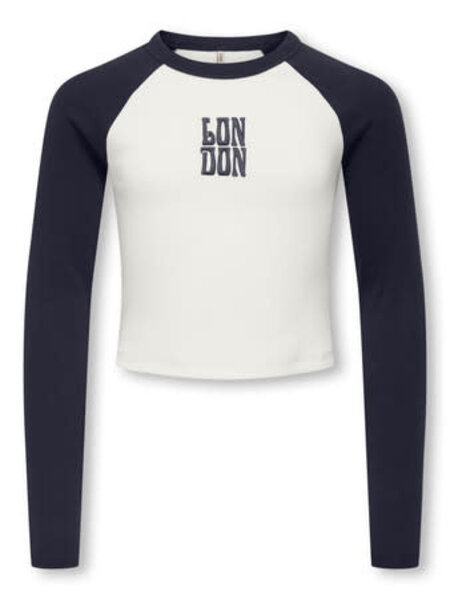 KIDS ONLY KOGBINA LIFE L/S O-NECK CONTRAST TOP JRS 15360859 Night Sky London/Cloud Dancer Body