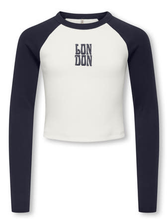 KOGBINA LIFE L/S O-NECK CONTRAST TOP JRS 15360859 Night Sky London/Cloud Dancer Body