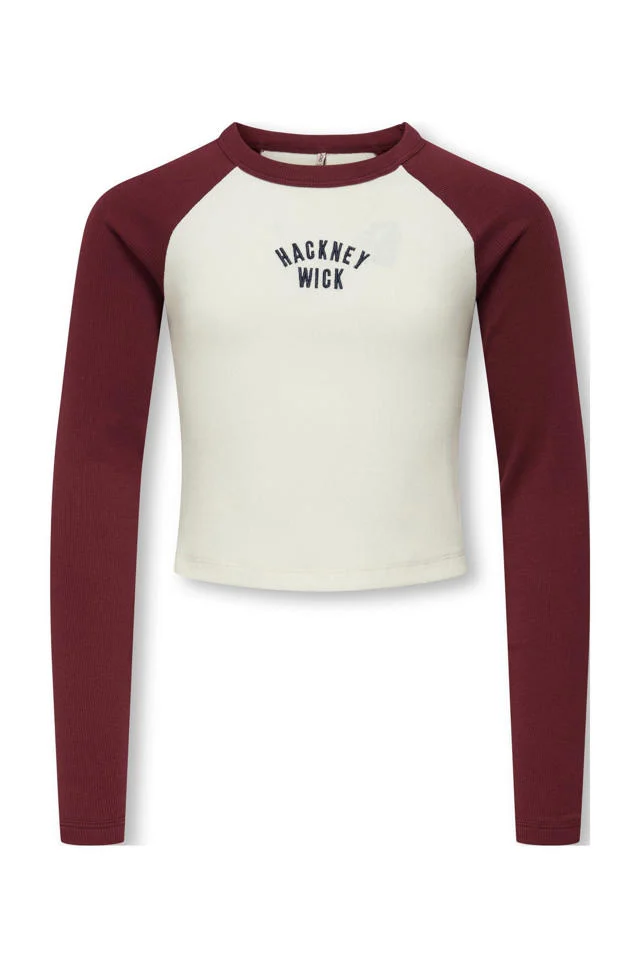 KOGBINA LIFE L/S O-NECK CONTRAST TOP JRS 15360859 Cabernet Hackney/Cloud Dancer Body