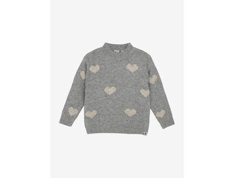 Knitted Sweater Heart 930278 1220 Medium Grey Melange