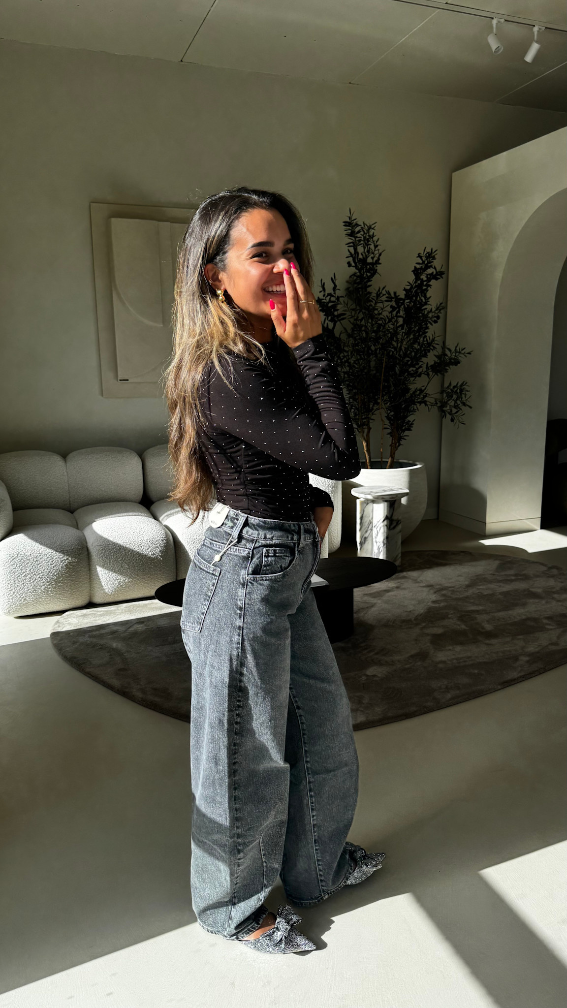 Balloon jeans stretch // grey acid wash