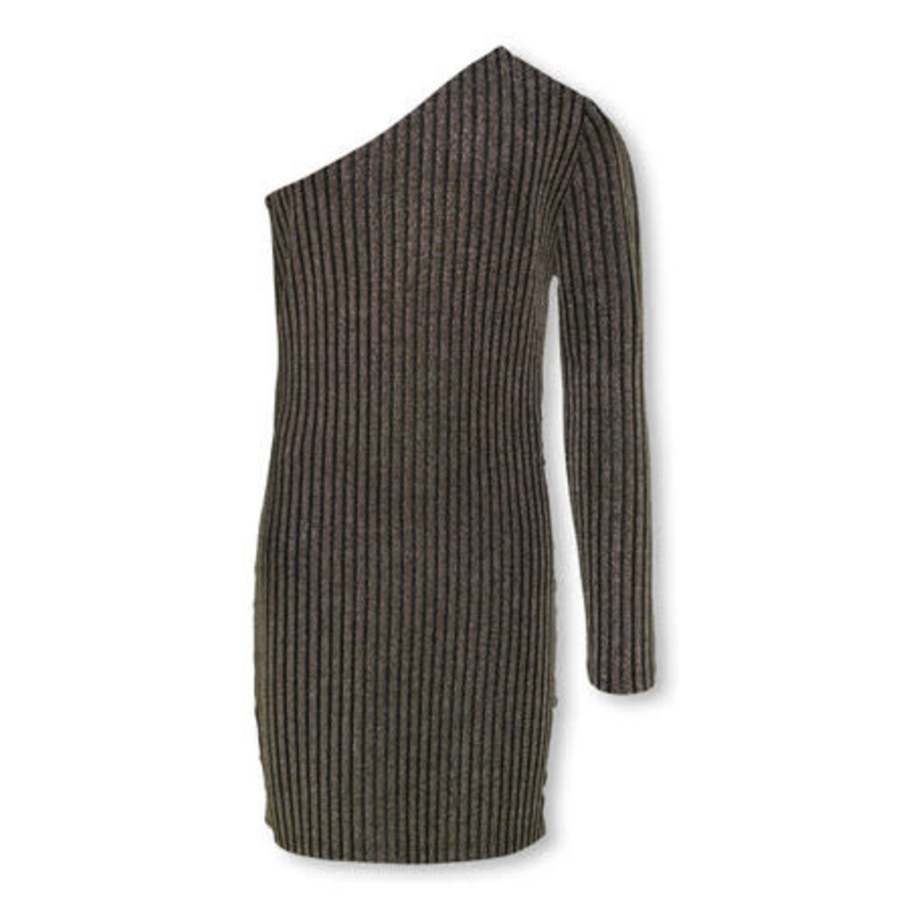 KIDS ONLY KOGQUEEN ONESHOULD GLITTER DRESS BF JRS 15331442 Black Lurex Light Gold/Silver/Wide Stripe