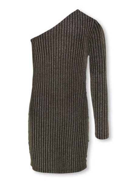 KIDS ONLY KOGQUEEN ONESHOULD GLITTER DRESS BF JRS 15331442 Black Lurex Light Gold/Silver/Wide Stripe