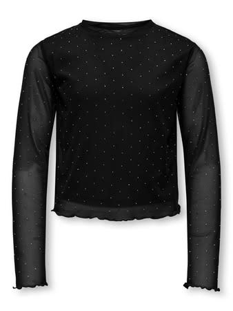 KOGJADA L/S RHINESTONE MESH TOP JRS 15361699 Black Silver Rhinestones