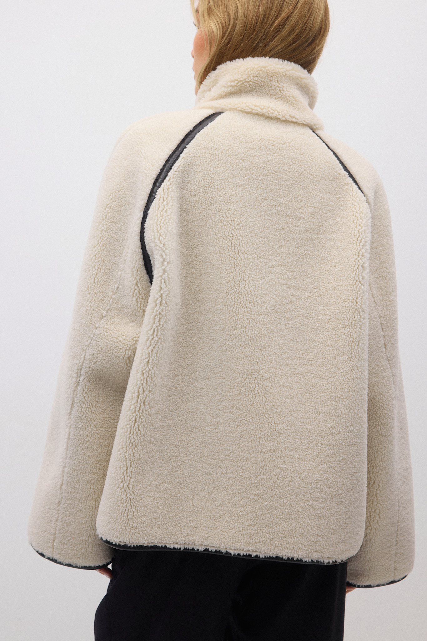 Pu binding teddy jacket 23365 Offwhite