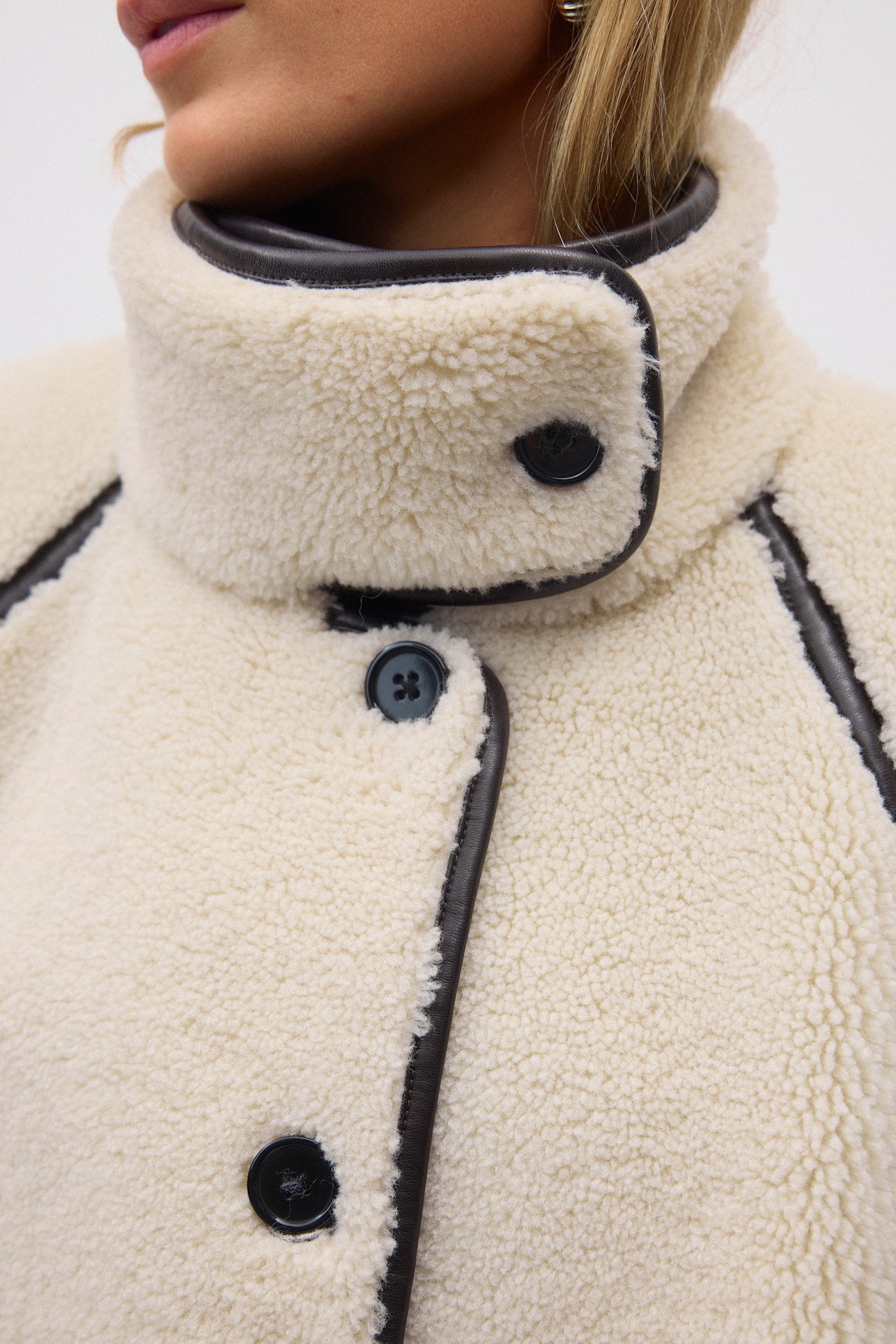 Pu binding teddy jacket 23365 Offwhite