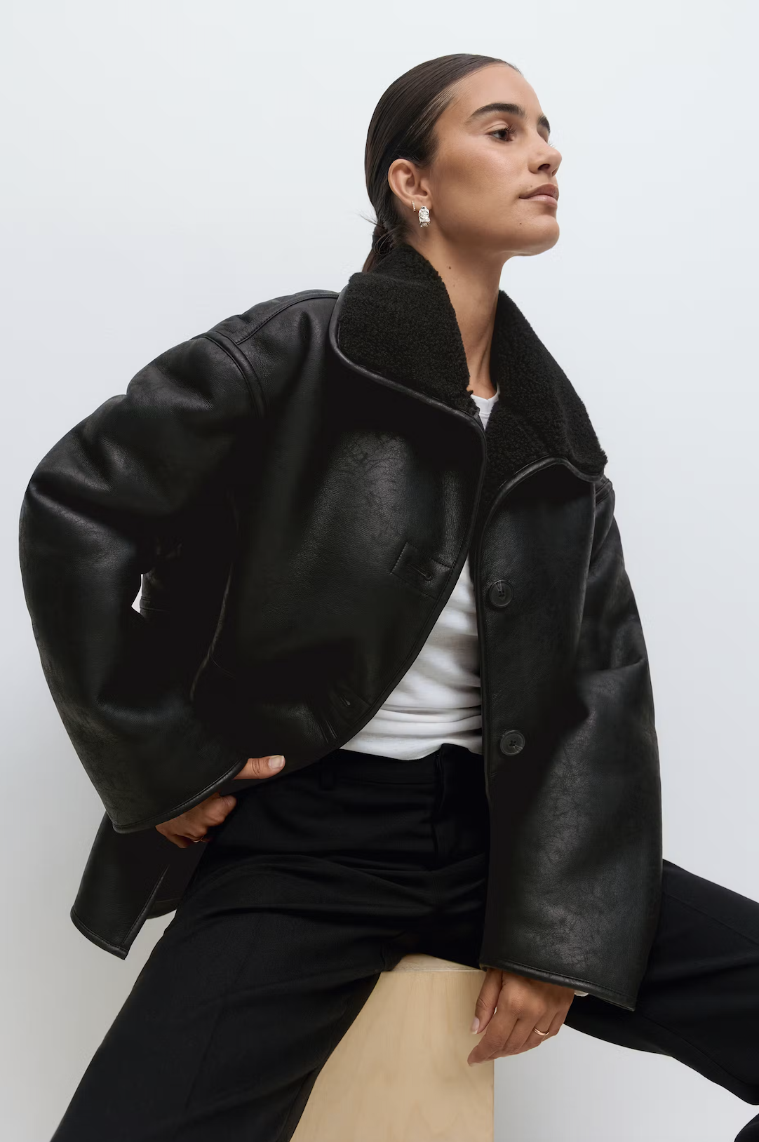 Bonded pu teddy jacket 26105 Black (9000)