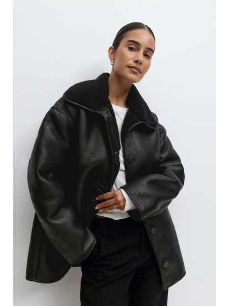 Gina Tricot Bonded pu teddy jacket 26105 Black (9000)