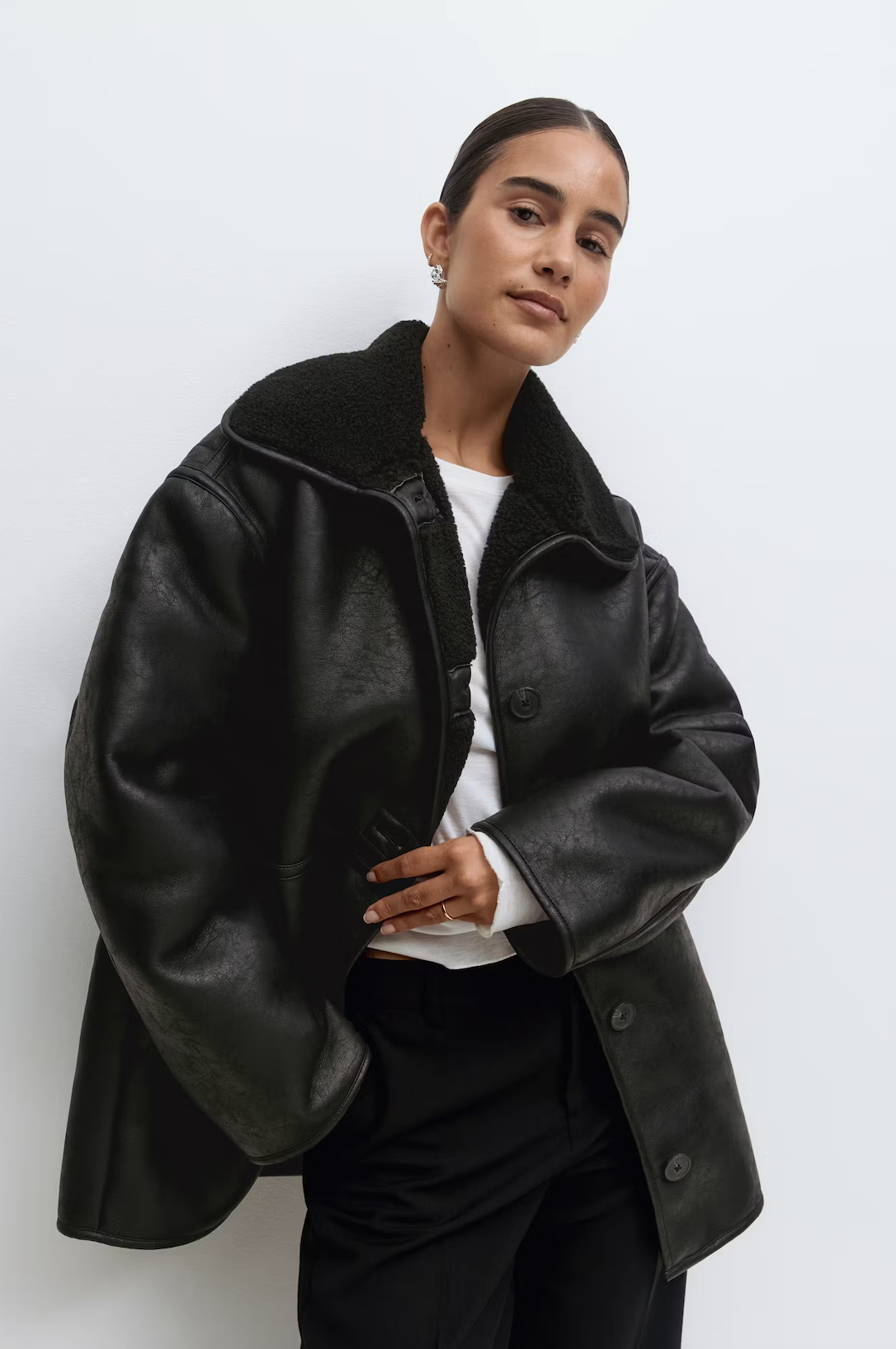 Bonded pu teddy jacket 26105 Black (9000)