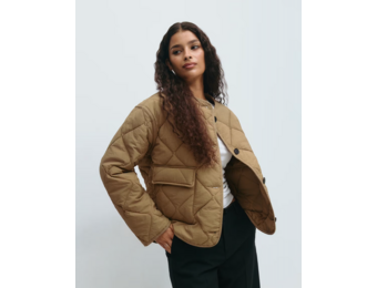 Quilted short jacket 25619 Khaki beige (1141)