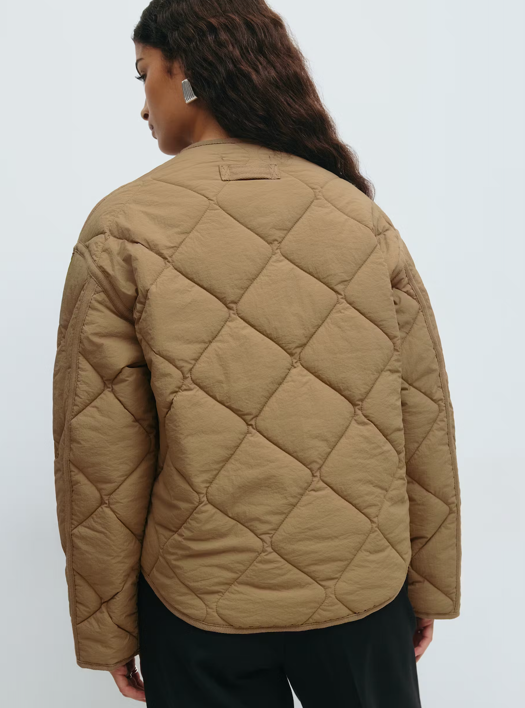 Quilted short jacket 25619 Khaki beige (1141)