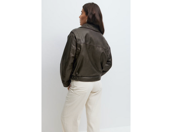 Distressed pu jacket 26842 Dark brown (7180)