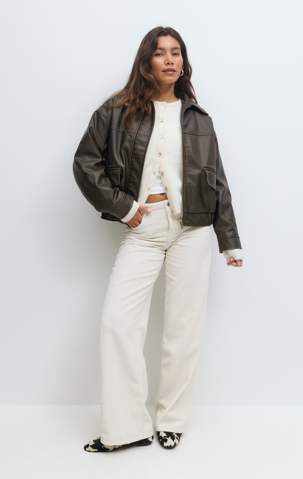 Distressed pu jacket 26842 Dark brown (7180)