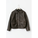 Distressed pu jacket 26842 Dark brown (7180)