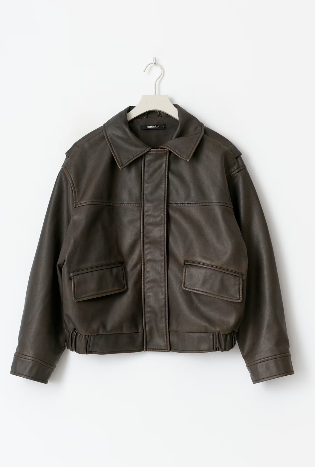 Distressed pu jacket 26842 Dark brown (7180)