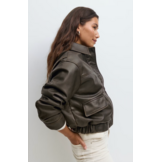 Distressed pu jacket 26842 Dark brown (7180)