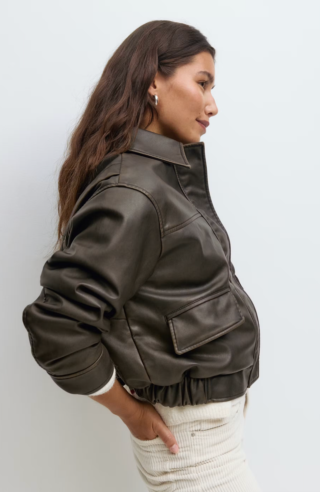 Distressed pu jacket 26842 Dark brown (7180)