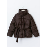 Belted puffer jacket 26282 dark brown