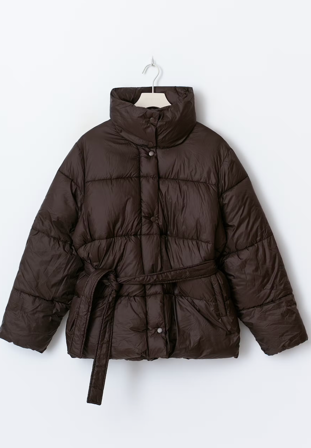 Belted puffer jacket 26282 dark brown