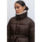 Belted puffer jacket 26282 dark brown