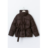Belted puffer jacket 26282 dark brown