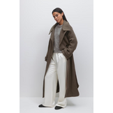 Belted wool blend coat 23815 taupe grey