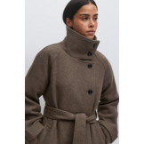 Belted wool blend coat 23815 taupe grey