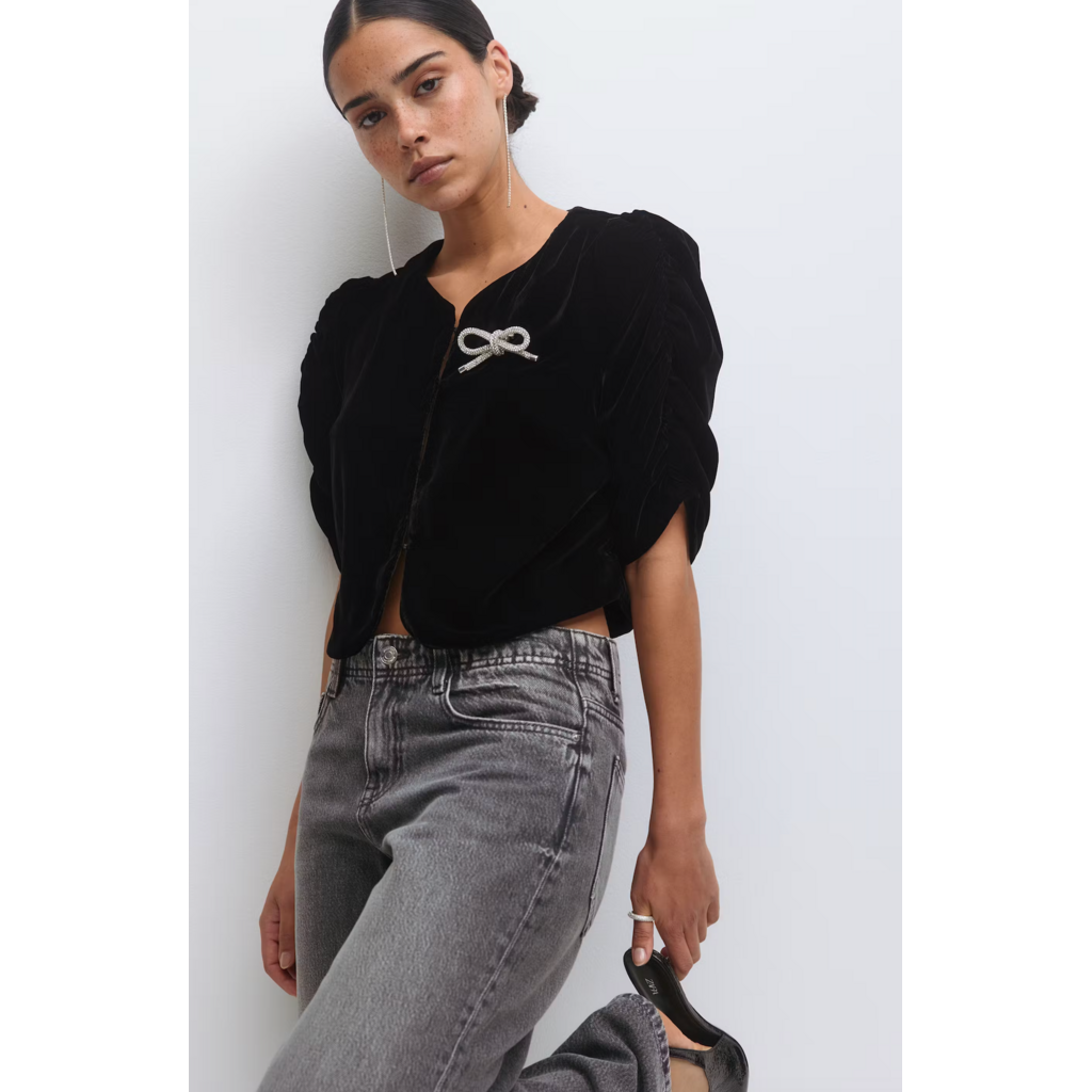 Gina Tricot Velour top 26752 black