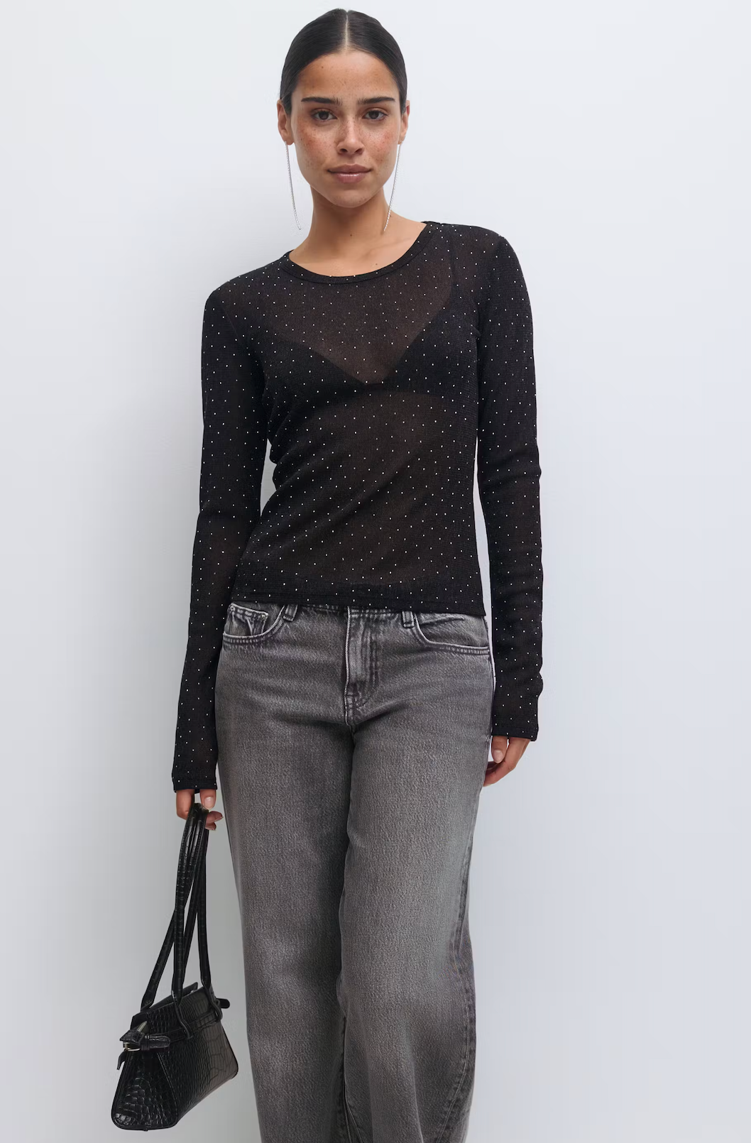 Rhinestone sheer top 258917 stone