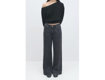 Low wide front seam jeans 26717 offblack
