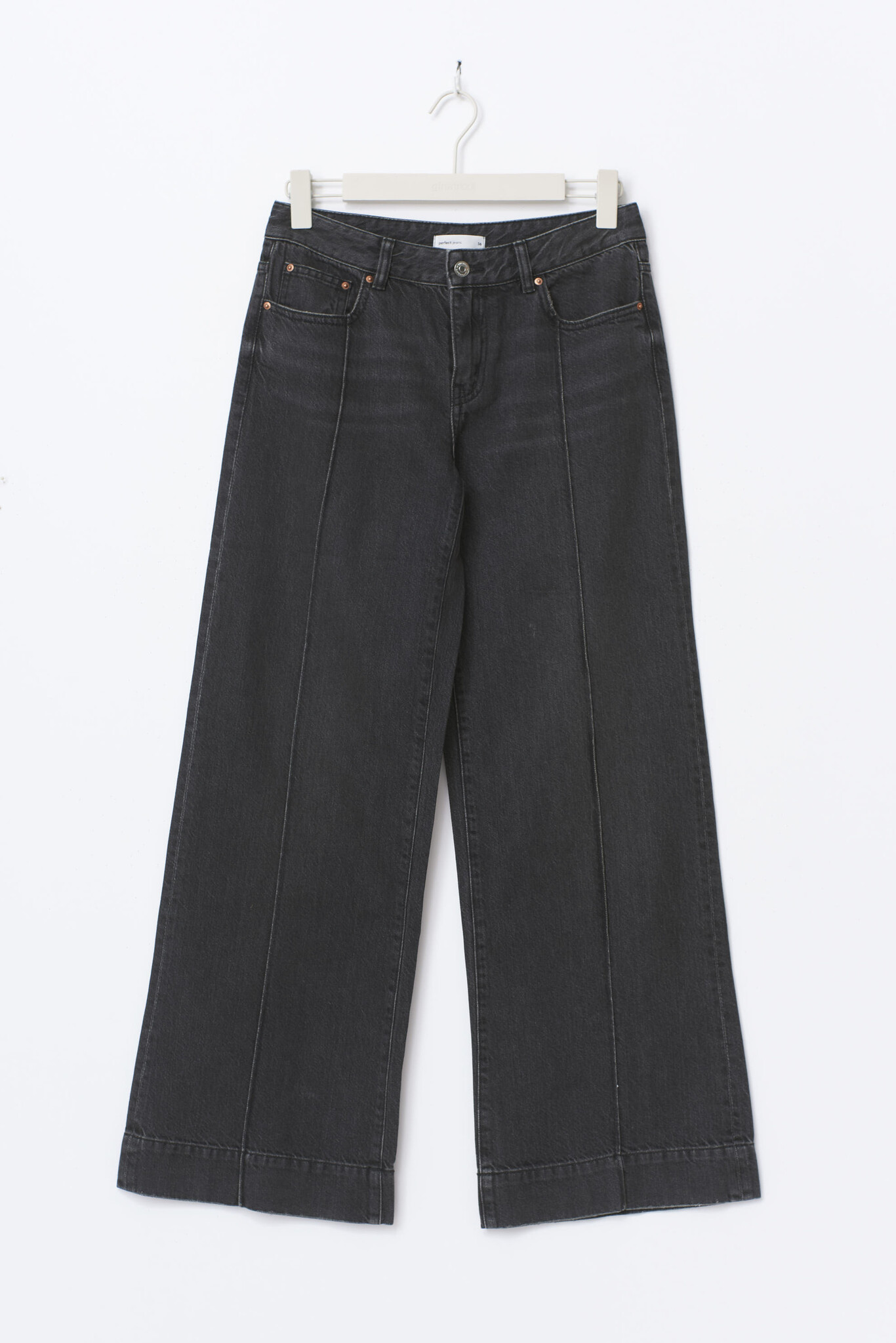 Low wide front seam jeans 26717 offblack