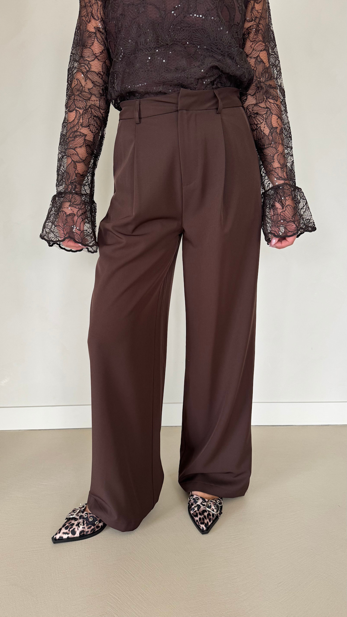 IVY wide leg pantalon - bruin