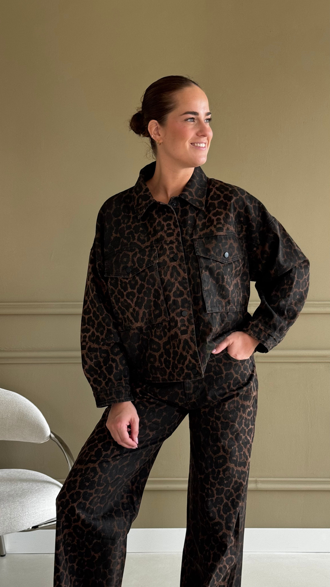 Jeans jacket - dark leopard