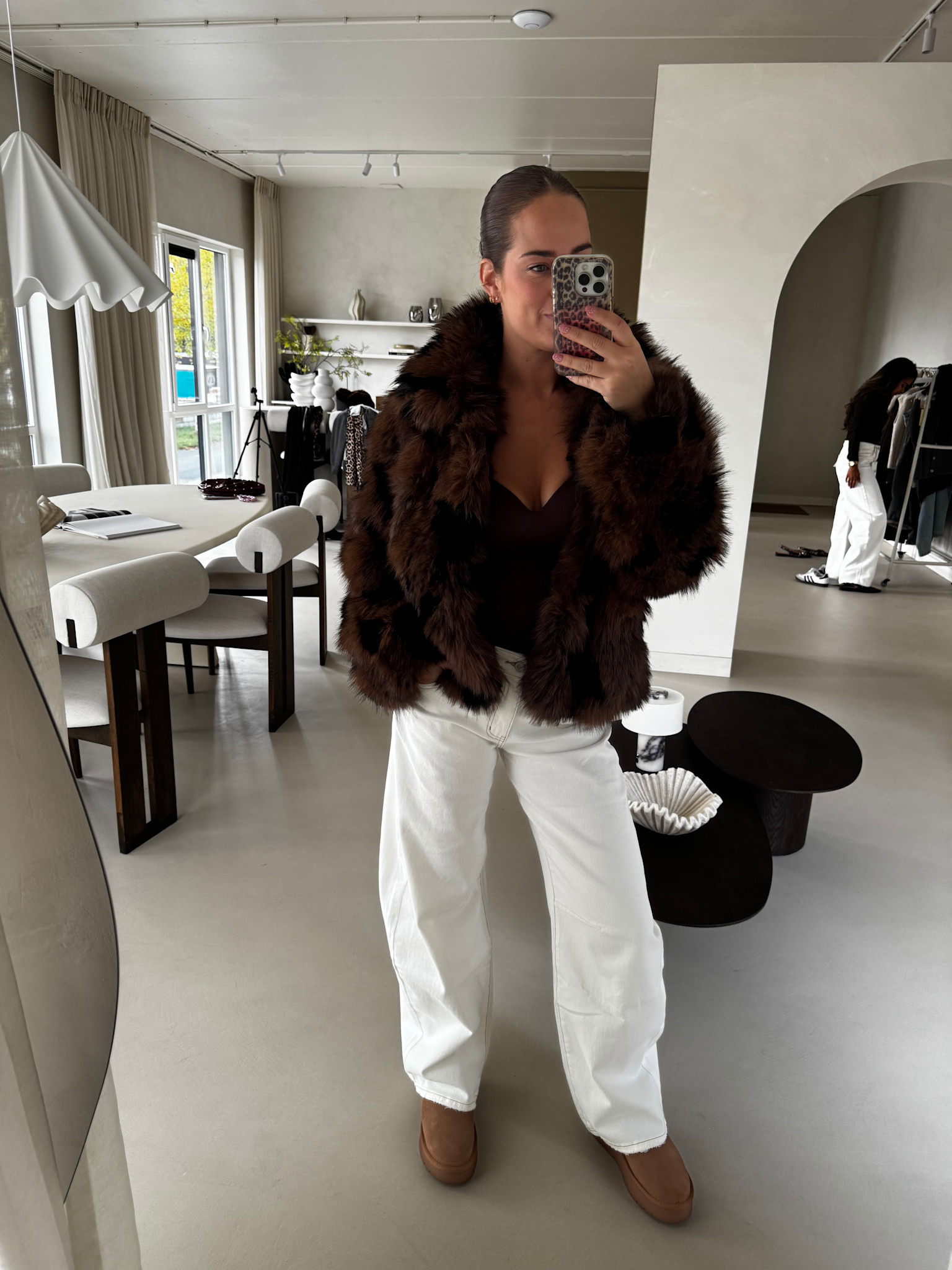 Wide leg jeans - dark leopard