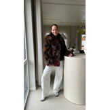 Faux fur coat - brown/black