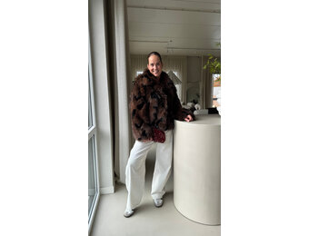 Faux fur coat - brown/black