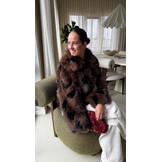 Faux fur coat - brown/black