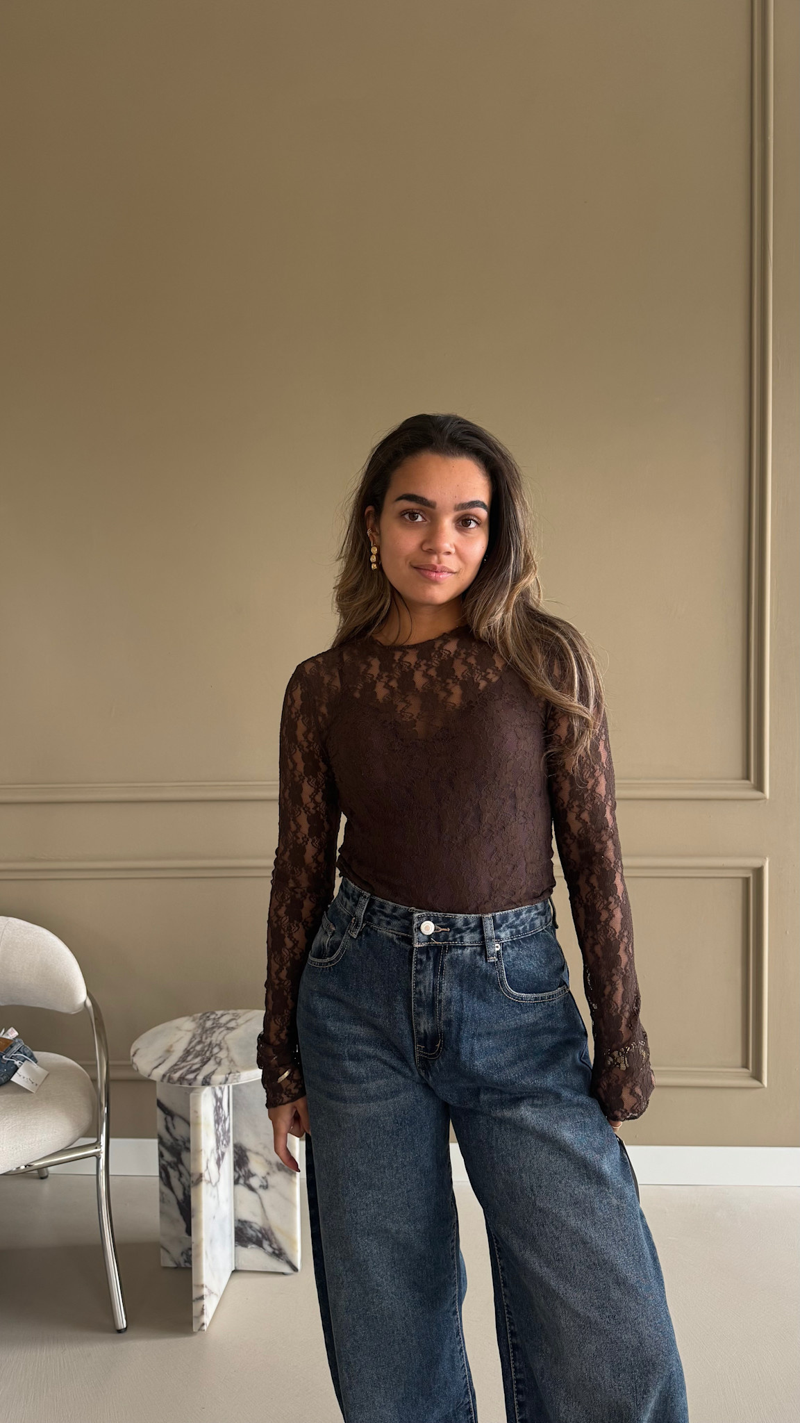 Lace longsleeve - brown