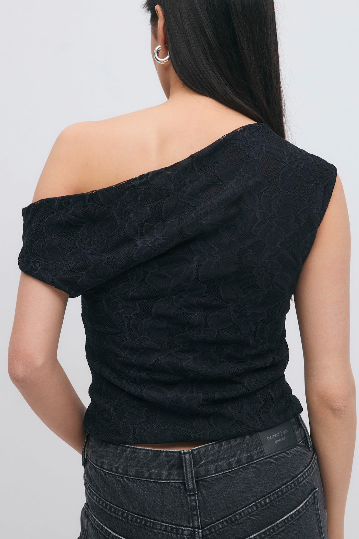 Asymmetric lace top 26691 black