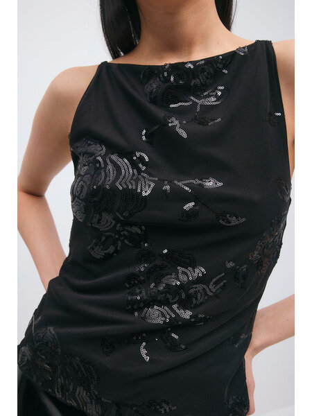Gina Tricot Floral sequins top 26670 black