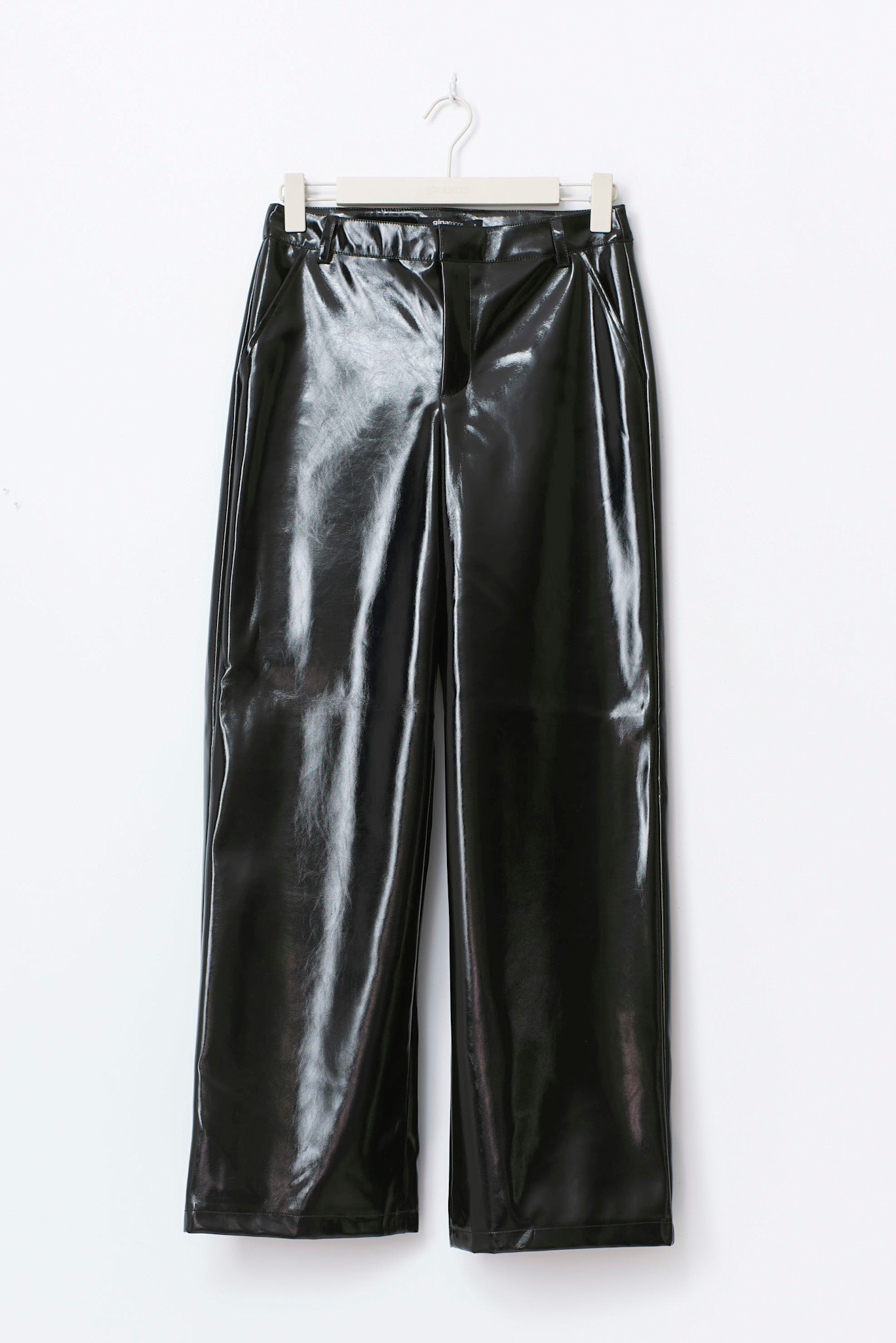 Coated pu straight trousers 25856 black