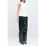 Coated pu straight trousers 25856 black