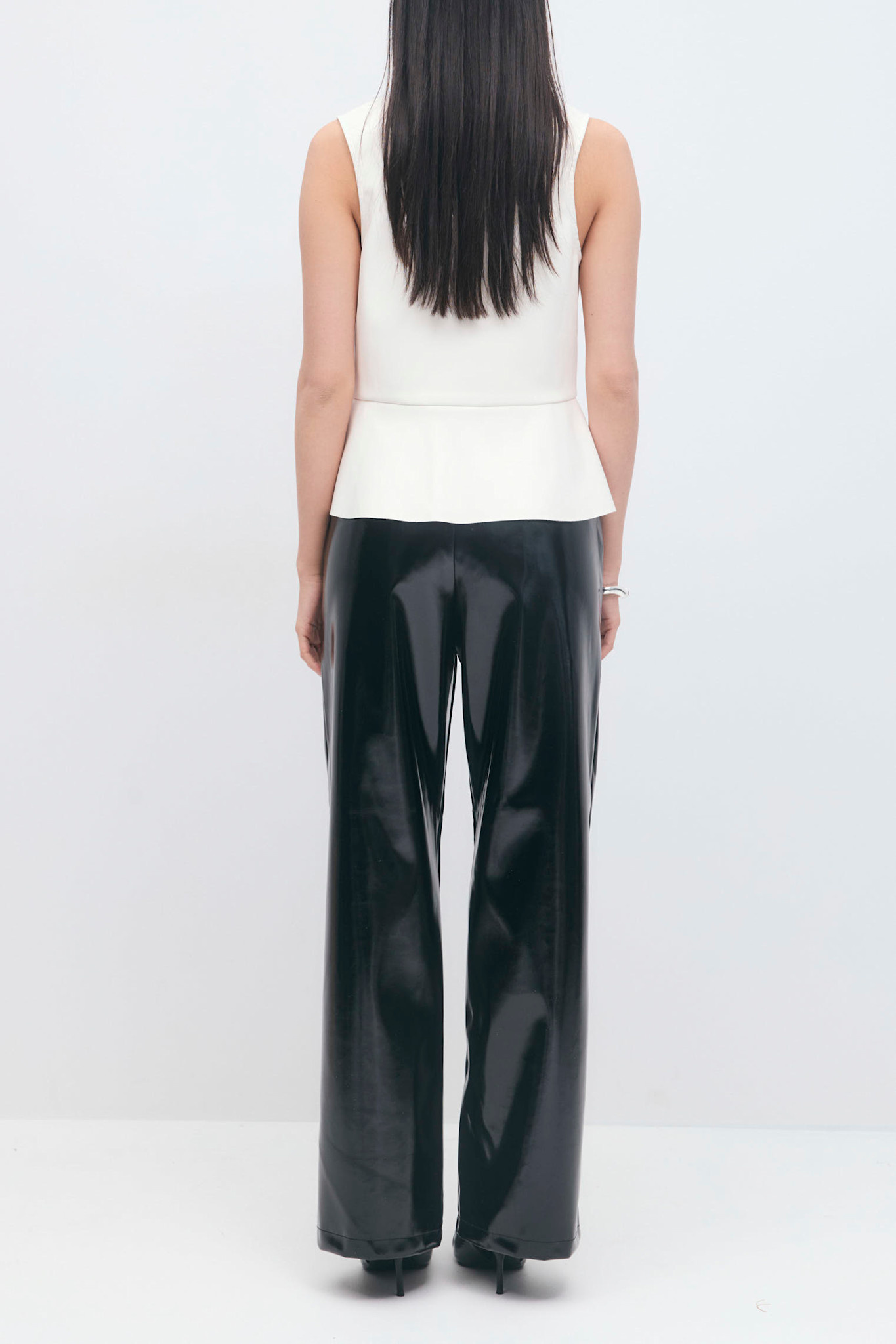 Coated pu straight trousers 25856 black