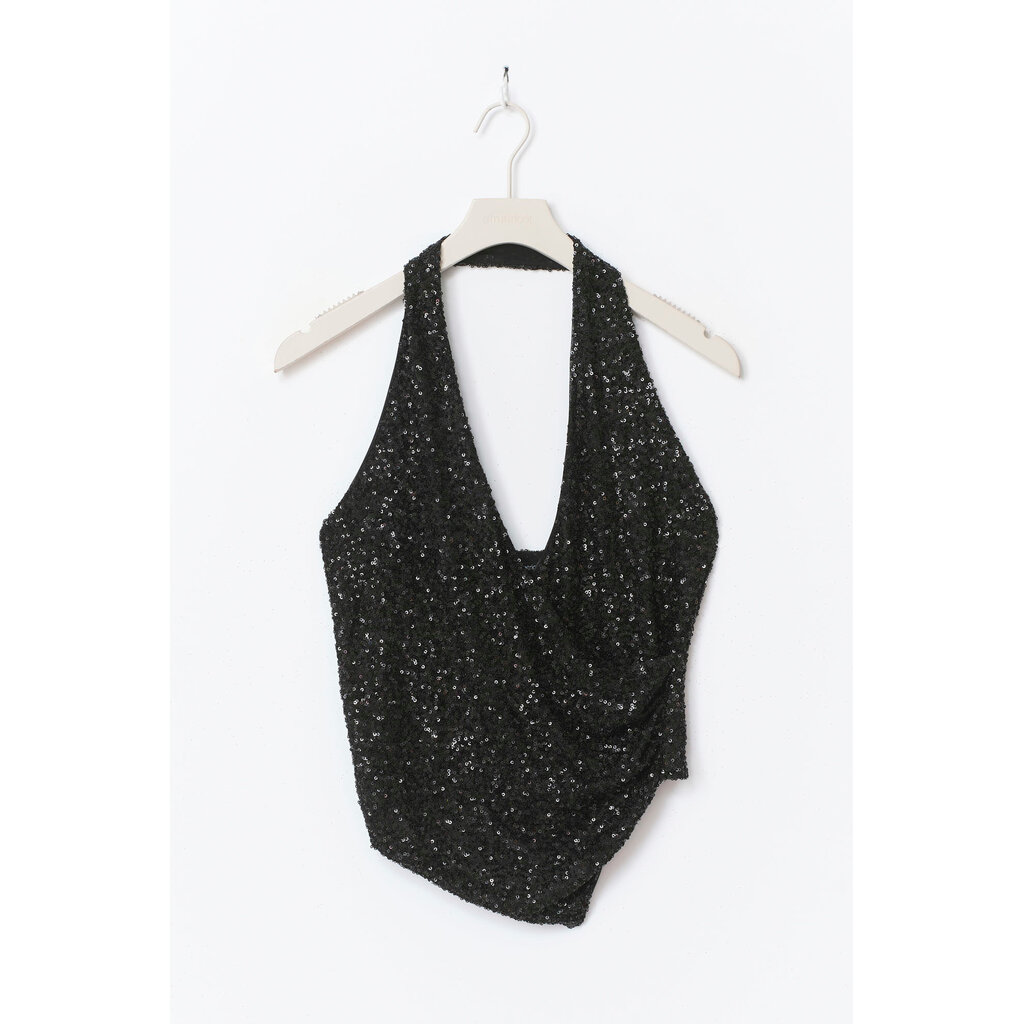 Gina Tricot Sequin halterneck top 26682 Black (9000)