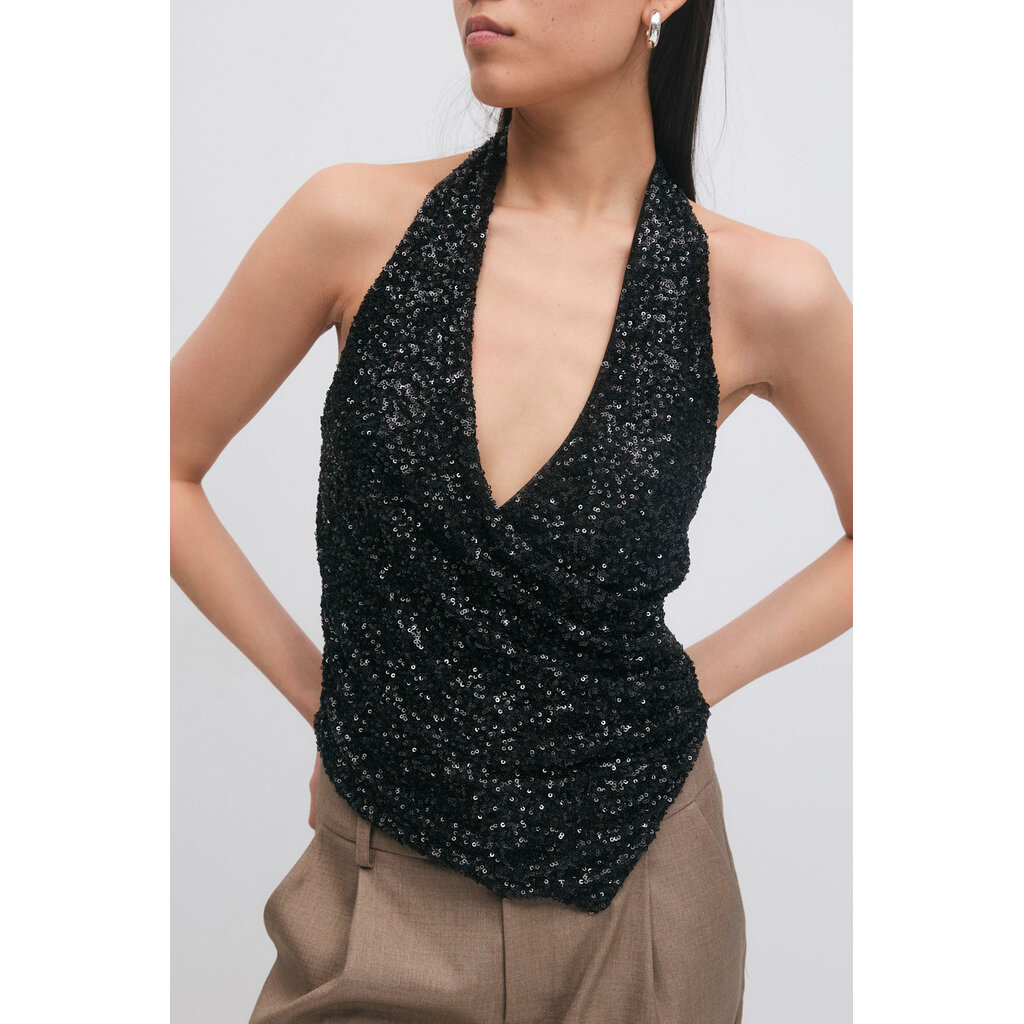 Gina Tricot Sequin halterneck top 26682 Black (9000)
