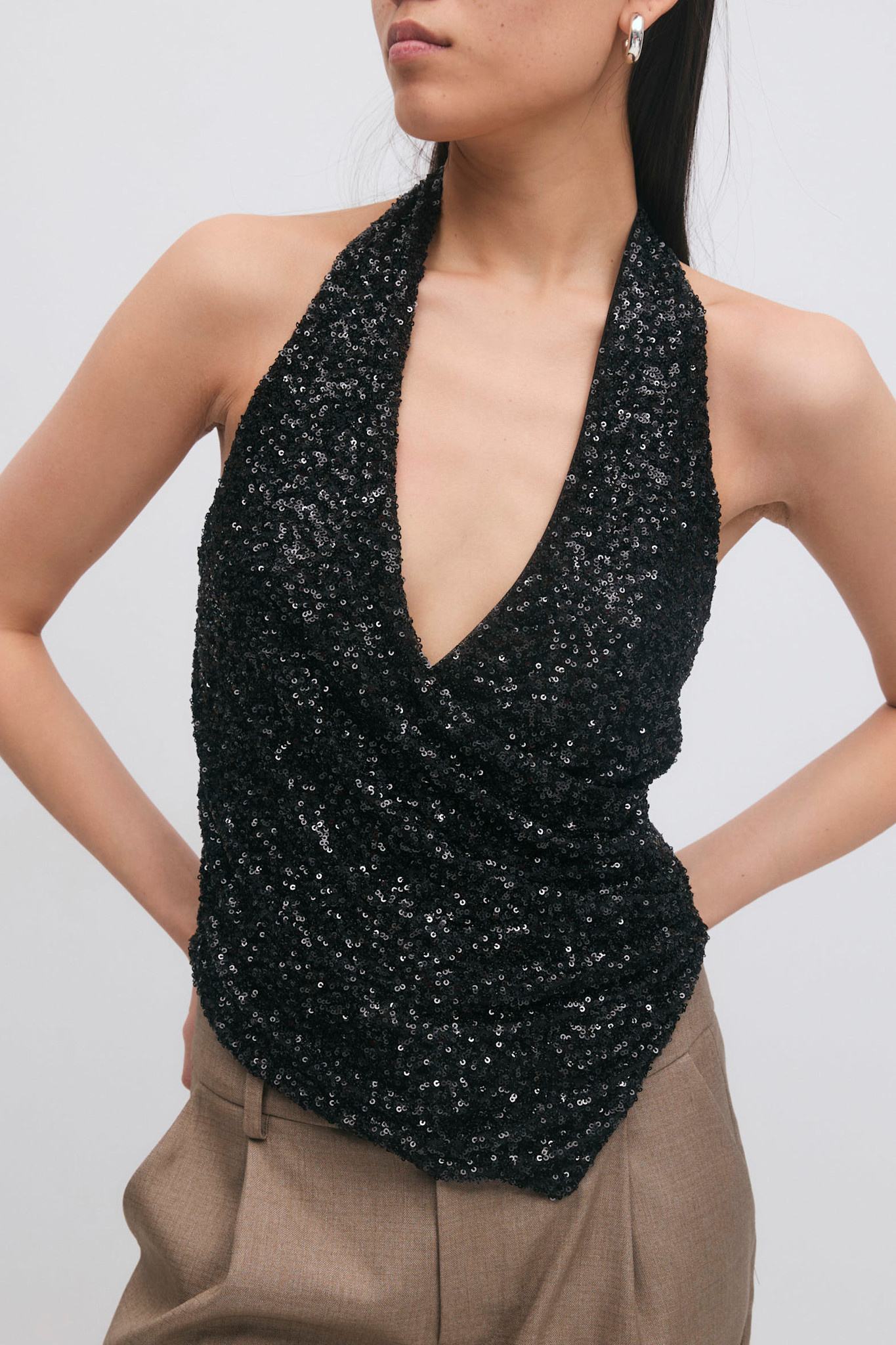 Sequin halterneck top 26682 Black (9000)