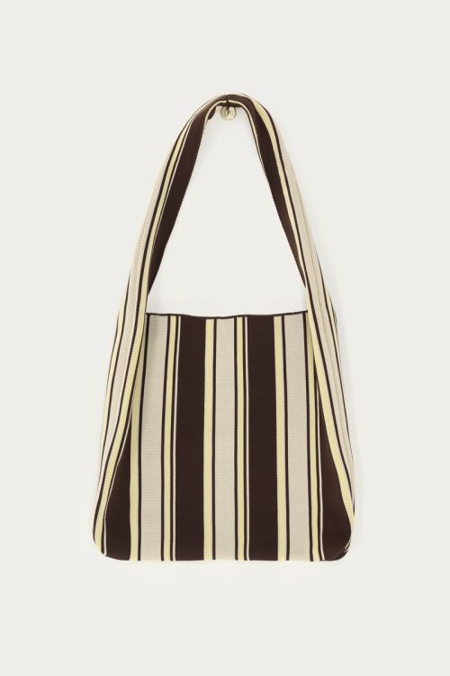 Bruin & gele strepen shopper MJ15097-0100-OS