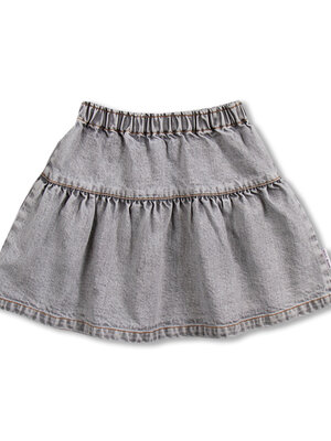 Jeans Ruffle Skirt AW25-510 Washed Light Grey